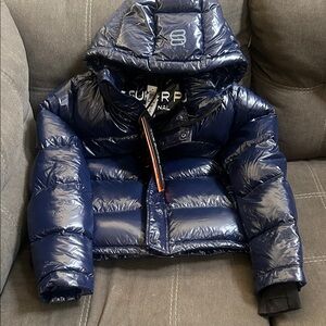 Unisex Shiny Blue Puffer Jacket